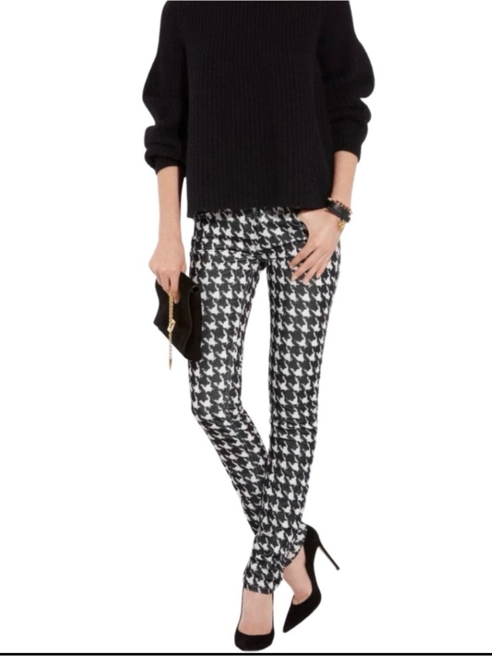 Isabel Marant Étoile Black White Houndstooth Corduroy Pants FR 38 US 6
